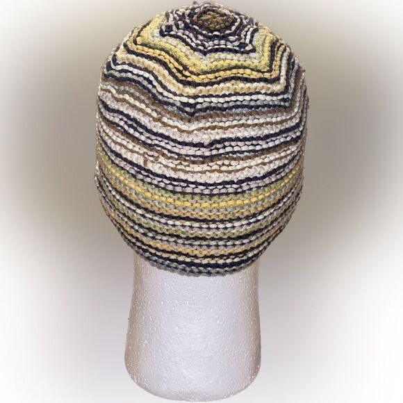 Roots Multicolor Knit Beanie Skull Cap Brown Black Yellow Green White - Picture 5 of 6